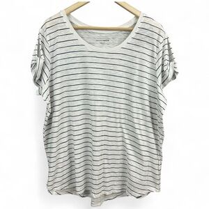 NWT Denver Hayes Striped Short Sleeve White & Navy Shirt Size 2XL